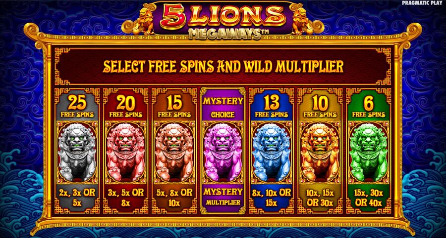 5 lions megaways bonus